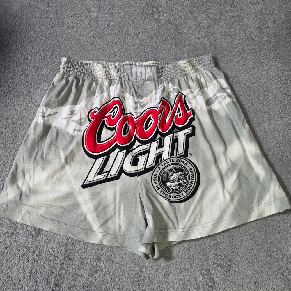 Coors Light Mens L Boxer Shorts Gray Mountain Print The Silver Bullet Graphic